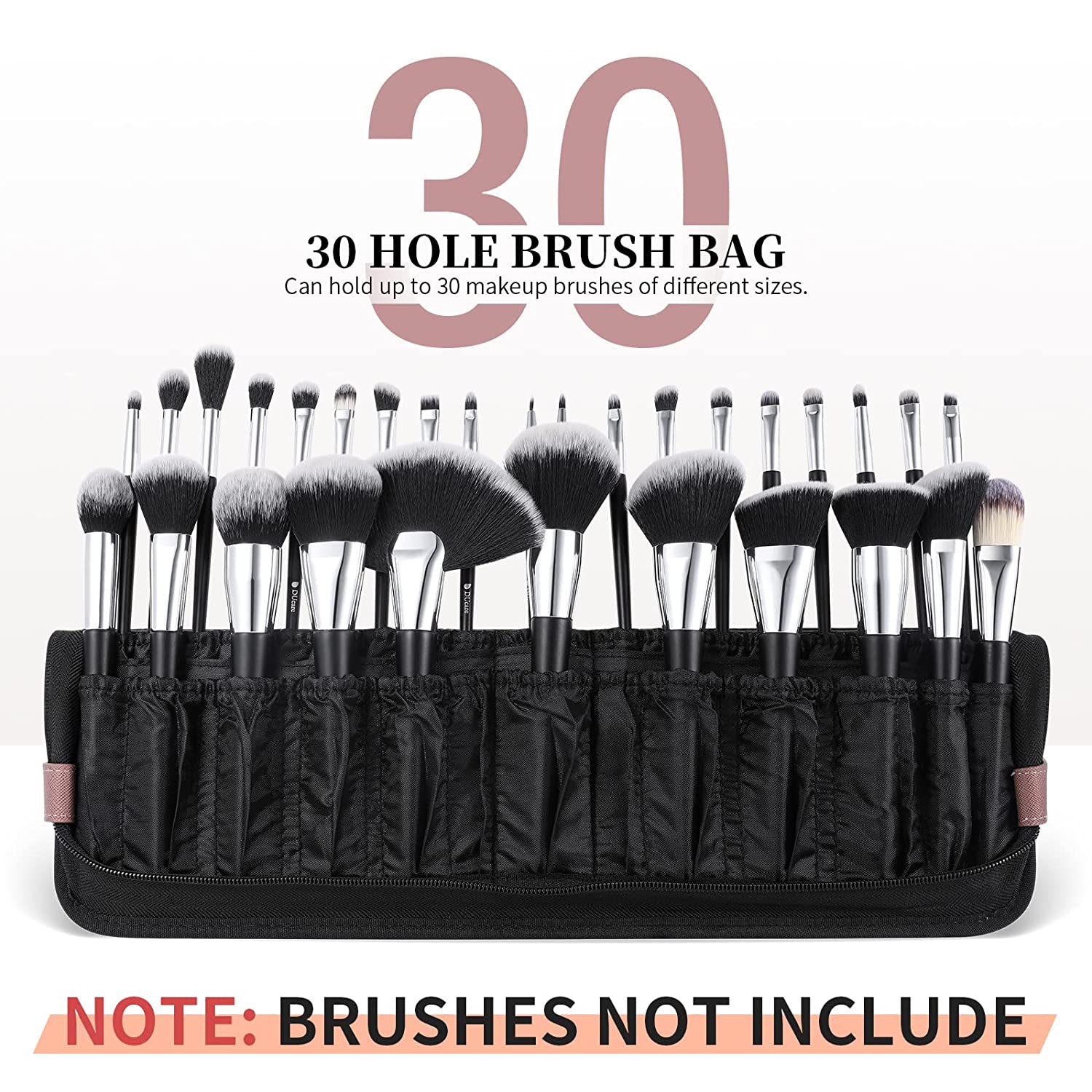 DUcare Makeup Brush Organizer 30pcs Folding Travel Size Professional Makeup Brushes Case Bag Stand-up Cosmetic Bag Artist Storage Bag (Only Bag)
