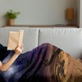 thumbnail image 3 of Moon Soft Flannel Fleece Throw Blanket, Desert Night Full Moon with Nebula and Rainbow in Starry Sky Art, Cozy Plush for Indoor and Outdoor Use, 50" x 60", Caramel Purple, by Ambesonne, 3 of 5