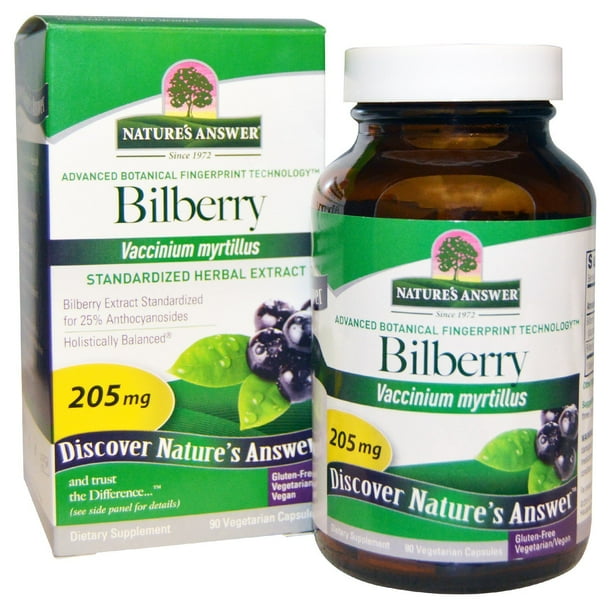 Nature's Answer Bilberry, Standardized Herbal Extract, 205 mg, 90
