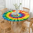 thumbnail image 3 of Colorful Tie Dye Mandala Pattern Round Fitted Tablecloth with Elastic Edge,Dining Table Cover Waterproof,Outdoor Round Tablecloth for Camping,Dining,Indoor and Outdoor, 3 of 7