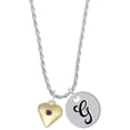 thumbnail image 1 of Delight Jewelry Goldtone Large February - Purple Crystal Heart Silvertone Script Initial Disc - G - Charm Necklace, 20"+3", 1 of 4