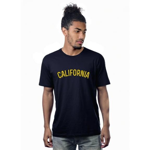 Daxton Premium Basic Crew Neck Short Sleeve Tshirt Cities California  Letter - Navy Gold-Medium