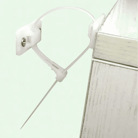 White Furniture Anchor Straps, 6-Pack, Keep Baby and Pets Safe from Falling Furniture