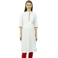 thumbnail image 1 of Phagun Kurti en Coton Uni Tunique Designer Col Mandarin Kurta Ethnique Décontractée Blouse, 1 of 4