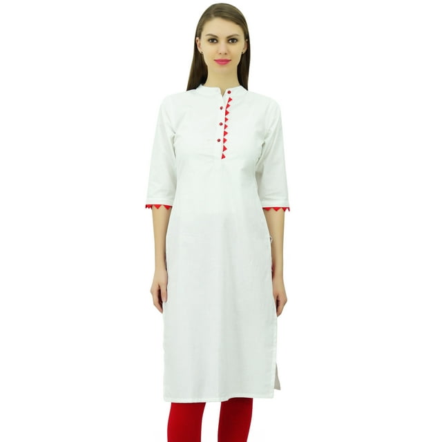 Phagun Kurti Uni en Coton Tunique de Designer Col Mandarin Kurta Ethnique Décontractée Blouse