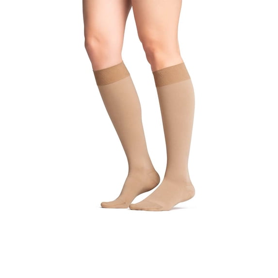 JOBST Maternity Opaque Compression Stockings, 20-30 mmHg, Knee High, Closed Toe, Caramel, Large