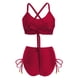 thumbnail image 4 of Conjunto de Bikini de Cintura Alta para las Mujeres Control Del Estómago Crisscross Corbata de Cuerda de Dos Piezas Traje de Baño con Almohadillas de Sujetador Extraíbles, Traje de Baño Sexy para la P, 4 of 5
