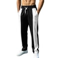 thumbnail image 2 of GrmtClth Men's Thin Light Quick Dry Spliced Wide Leg Trousers Drawstring Waist Color Contrast American Leisure Sports Pants Black XL, 2 of 5