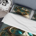 thumbnail image 4 of Designart "Turquoise and Gold Sphere of Infinity II" Abstract Fractal Bedding Covert Set - Modern Gold Abstract Bed Set With 2 Shams, 4 of 6
