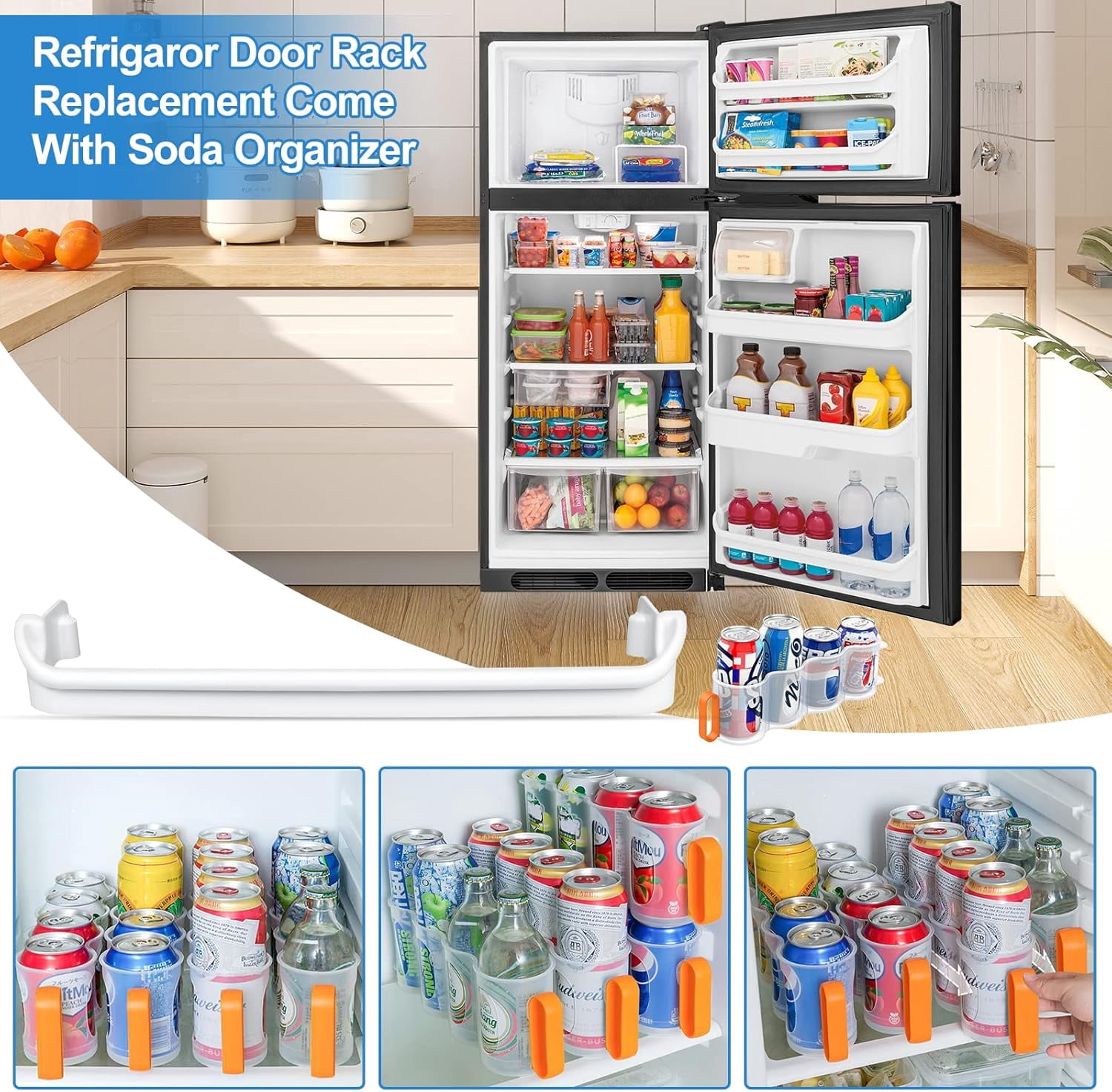 240535101 Refrigerator Door Rack Replacement Retainer Bar Compatible with Frigidaire Kenmore Refrigerator Door Shelf Replacement Parts AP3214801, AH735091, FRT15HB3JW3, FFTR1513LW0 Door Rack