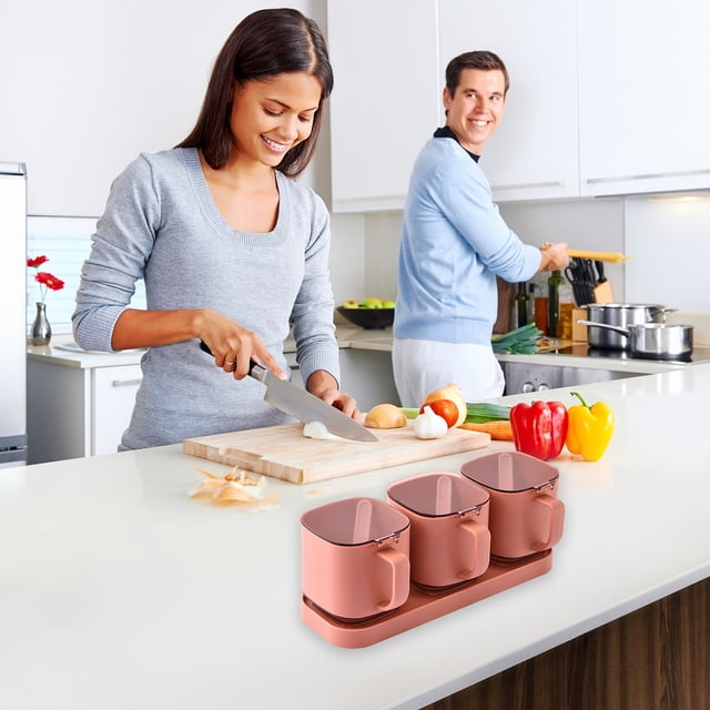 Frascos De Especias De Vidrio Con Tapa, Recipiente Para Condimentos Con Tapa Vertical, Dispensador De Msg Y Sal De Plástico De 24 X 9 X 8,5 Cm Con Cuchara, a Prueba De Fugas Y De Una Sola