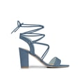 thumbnail image 3 of BLISSFUL STEP Women's Shoes Faux Suede Lace Up Block Heel Slingback Open Toe Sandals Haze Blue 11, 3 of 7