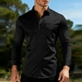 thumbnail image 6 of HomeDM Men's Button Down Dress Shirts, Long Sleeve Slim Fit Work Shirt with Pocket, Solid Color, Black, 6 of 6
