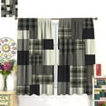 thumbnail image 2 of Patchwork Print Curtains, Vintage Fabric Brown Patchwork Plaid Design Blackout Rod Sleeves Window Drapes for Living Room Bedroom Farmhouse Home Decor 42"W x 108"L (Pack of 2), 2 of 6