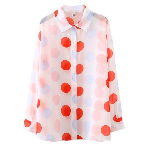 Vedolay Blouses for Women Round Neck Long Sleeves Tunic Sweatshirt Red,One size