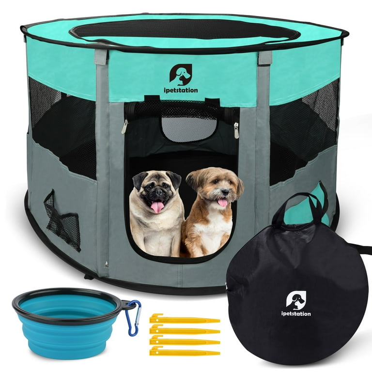 Free Shipping Pet Playpen 10.23sq.ft Large Pens for Puppies Kittens Cat Rabbit Portable Foldable Dog Pens Pet Kennel for Indoor Outdoor RV Travel Office Potty Training Nursing Room Walmart
