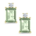 thumbnail image 2 of Gem Stone King 3.10 Ct Emerald Cut Green Prasiolite 10K Yellow Gold Earrings, 2 of 5