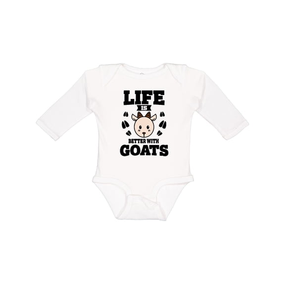 Inktastic Life is Better with Goats Boys or Girls Long Sleeve Baby Bodysuit