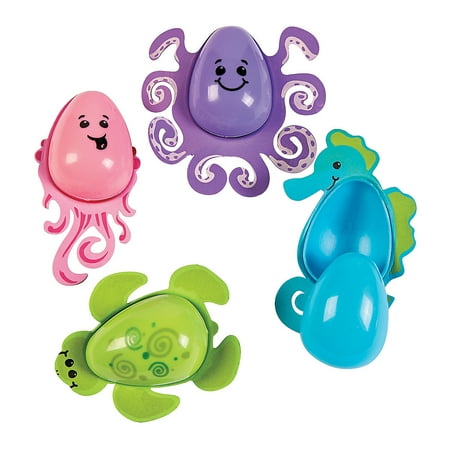 Fun Express Sea Creature Multi-color Plastic Easter Eggs, 12 Pieces