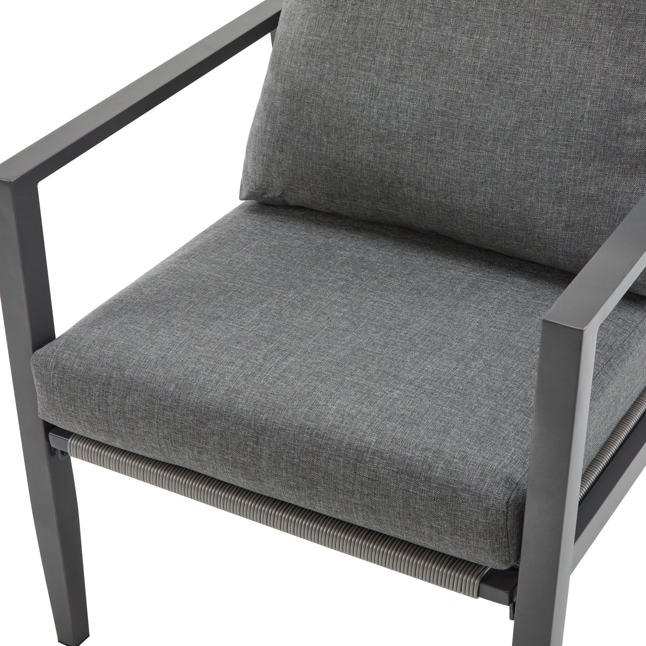 Hayes Modern Outdoor Patio Aluminum Rope Accent Lounge Chair with Cushions, Gray