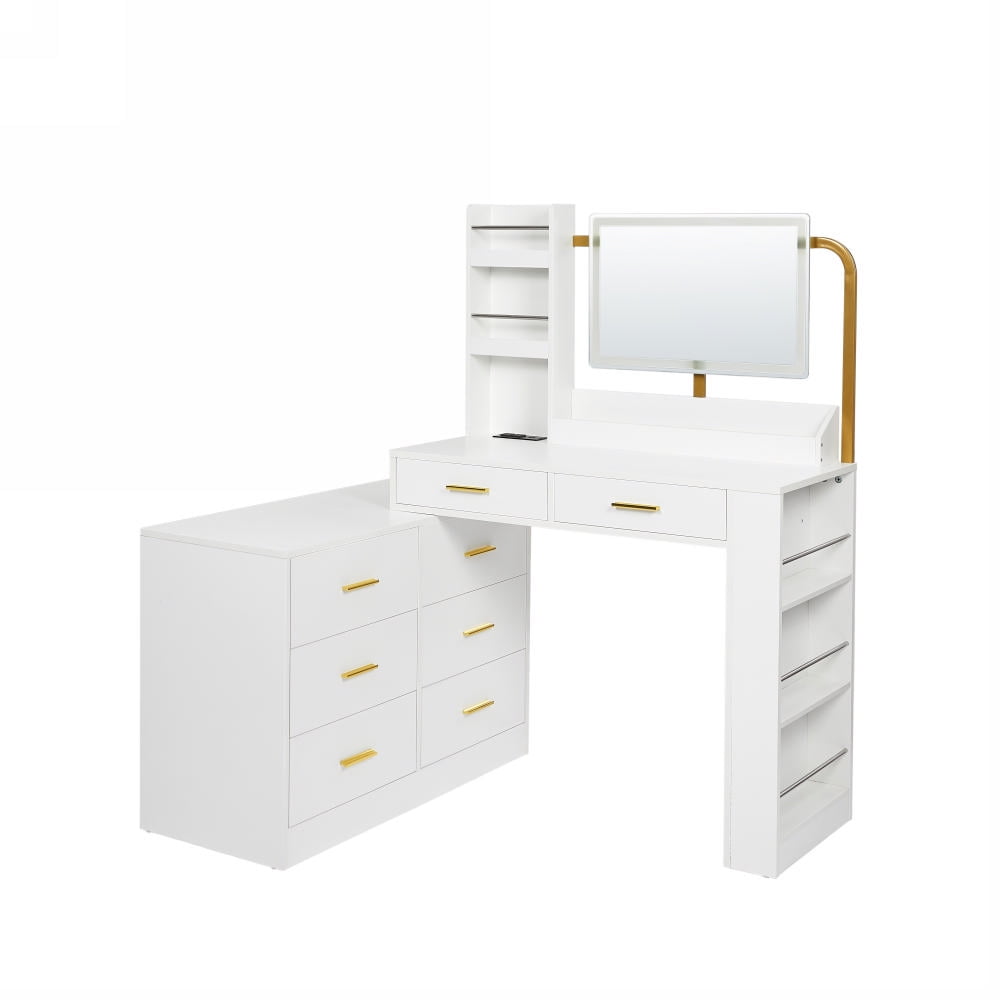 Modern 8-Drawer White Dresser for Bedroom, Wide Chest of Drawers with Gold  Handles, Large Storage Dresser Organizer for Clothes, Sturdy Wood Dresser  Cabinet for Living Room, Entryway, Closet - Walmart.com