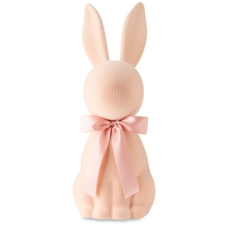 Easter Flocked Peach Bunny Decor, 27 in, by Way To Celebrate