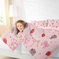 thumbnail image 3 of spefrowx Coquette Style Strawberry Print Twin Comforter Sets for Girls, Pink Bow Flower Bedding Set, Pink Reversible, 2-Piece, 1 Comforter and 1 Pillowcase, 3 of 6