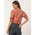thumbnail image 3 of Moomaya Printed Tops For Women, Smocked Short Sleeve Round Neck Casual Tunic Top, 3 of 8