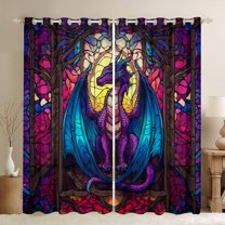 Castle Fairy Female Men Adults Magical Dragon Curtains Pack of 2 (42x84 Each),Exotic Style Curtains Blackout,Abstract Animal Bedroom Curtains,Super Cozy Room Decor