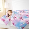 thumbnail image 4 of Castle Fairy Kids Children Cartoon Rainbow Axolotl Full Size Comforter Sets 3-Piece,Kawaii Gradient Bedding Comforter Set,Starry Sky Lightweight Bedding Sets,Microfiber Bedroom Decor,Reversible, 4 of 8