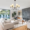 thumbnail image 3 of Chords Attic 30" 6-Light Black Chandelier with Distressed Fabric Shades, Industrial Farmhouse Adjustable 71-Inch Chain Pendant Light for Living Room, Bedroom, 3 of 9