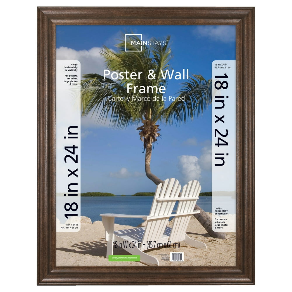 Mainstays 18x24 Wide Poster and Picture Frame, Brown