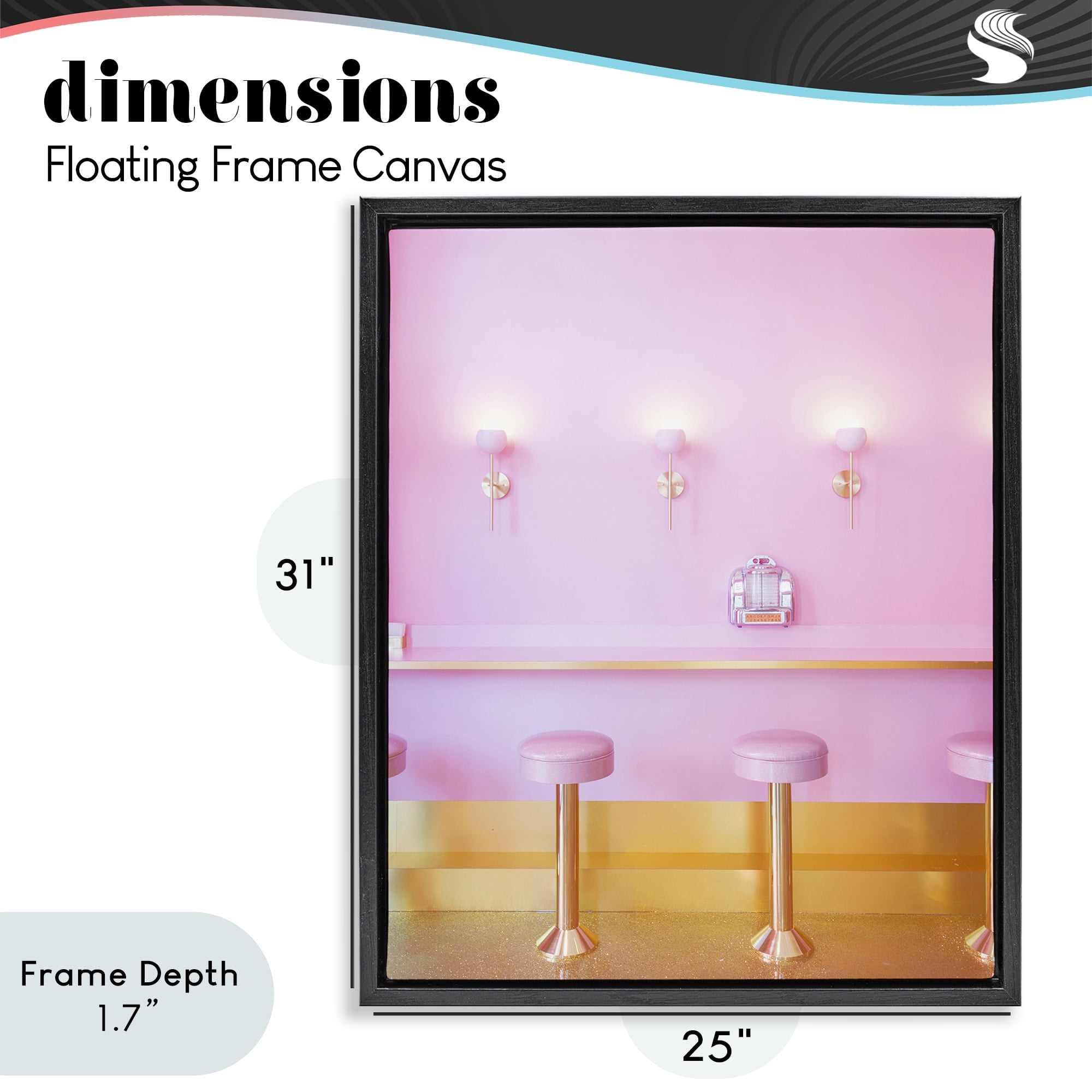 Stupell Industries Pink Retro Dessert Parlor Black Framed Floater Canvas Wall Art, design by LISH Creative