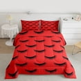 thumbnail image 2 of Castle Fairy Elegant Glitter Eyelash Bedding Comforter Set 2pcs for Teens Girls,Bling Makeup Twin Comforter Sets Microfiber,Black Red Breathable Bedding Set,Breathable Home Decor,Reversible, 2 of 8