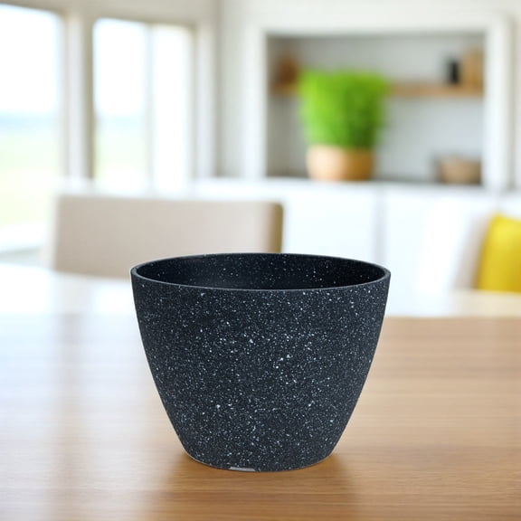REOFLYUP 7.3 in Dark Grey Resin Outdoor Plant Pot, Stone-Look Garden Planter for Indoor & Outdoor Flowers, & Herbs
