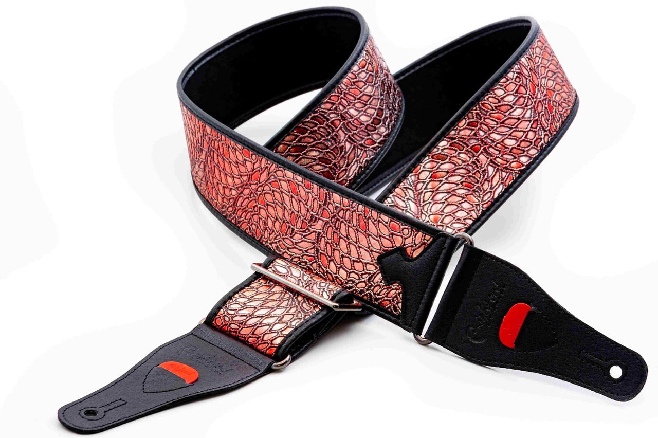 RightOn! Straps Alien Guitar Strap w/ Glittering Design - Red