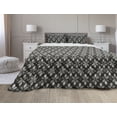 thumbnail image 1 of Botany Comforter & Sham Bedding Set, Leaves Forming Mother Nature Floral Forest Foliage Meadow Woods Concept, 3 pcs Duvet Set Microfiber Filling Quilt, 5 Sizes, Grey and Pale Grey, by Ambesonne, 1 of 4
