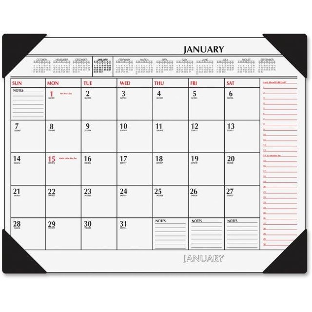 At A Glance Monthly Desk Pad Calendar, Red & Black