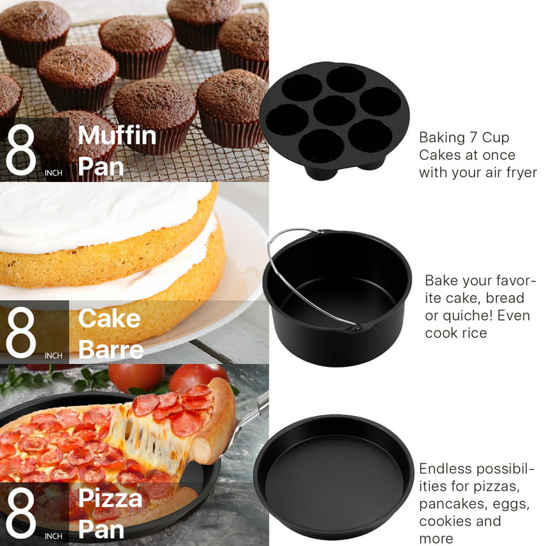 8 Inch Air Fryer Accessories Set of 10 for 3.5Qt-5.8Qt Phillips Nuwave  Gowise Gourmia Ninja Dash Air Fryer, with Egg Bites Mold, Pizza Pan, Cake