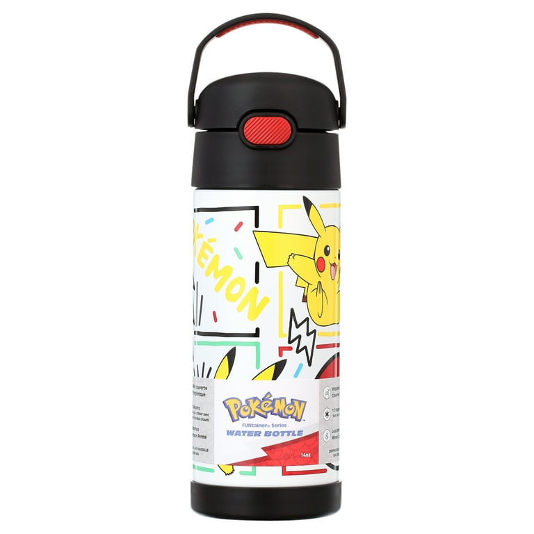 SEVEN POKÉMON Drinkfles voor kinderen met rietje, 460 ml, BPA-vrij, asiel, basisschool, roestvrij staal, houdt temperatuur tot 24 uur