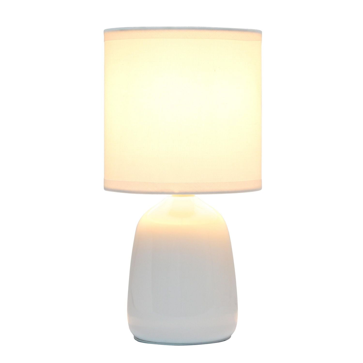 Simple Designs 10.04" Tall Traditional Ceramic Thimble Base Bedside Table Desk Lamp with Matching Fabric Shade for Home Decor, Nightstand, Bedroom, Living Room, Entryway, Office, Black