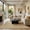 Beige, Light Mustard / Finial, variant on Hauteloom Finial Wool Living Room, Bedroom Area Rug - Contemporary - Warm Gray, Beige, Off White - 6' x 9'