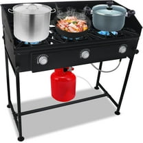 SONRET - Three Burner Propane Outdoor Camping Stove - 2,25,000 High BTU - with Wind Panel