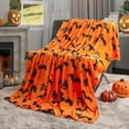 thumbnail image 4 of 39*27IN Halloween Flannel Throw Blanket, Soft Cozy Lightweight Pumpkin Bat Ghost Print Fleece Blanket, Machine Washable Fall Holiday Decor Blanket for Sofa Couch Bed Party,B, 4 of 7