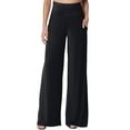thumbnail image 4 of Women's Palazzo Lounge Pants Wide Leg High Waist Pull-On Flowy Toursers with Pockets L, 4 of 5