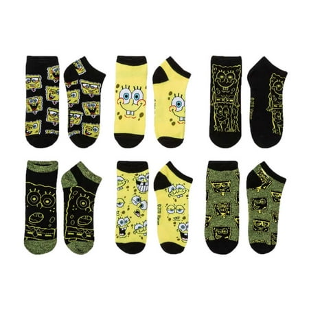 Nickelodeon SpongeBob SquarePants Casual Low Cut Socks 6-PK Show Size (Best Low Cut Socks For Converse)