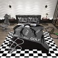 thumbnail image 2 of Erosebridal Golf Sports Bedding Twin Comforter Set, Black Grey Down Comforter, Geometric Stripe Decor, Breathable 2-Piece, 2 of 8