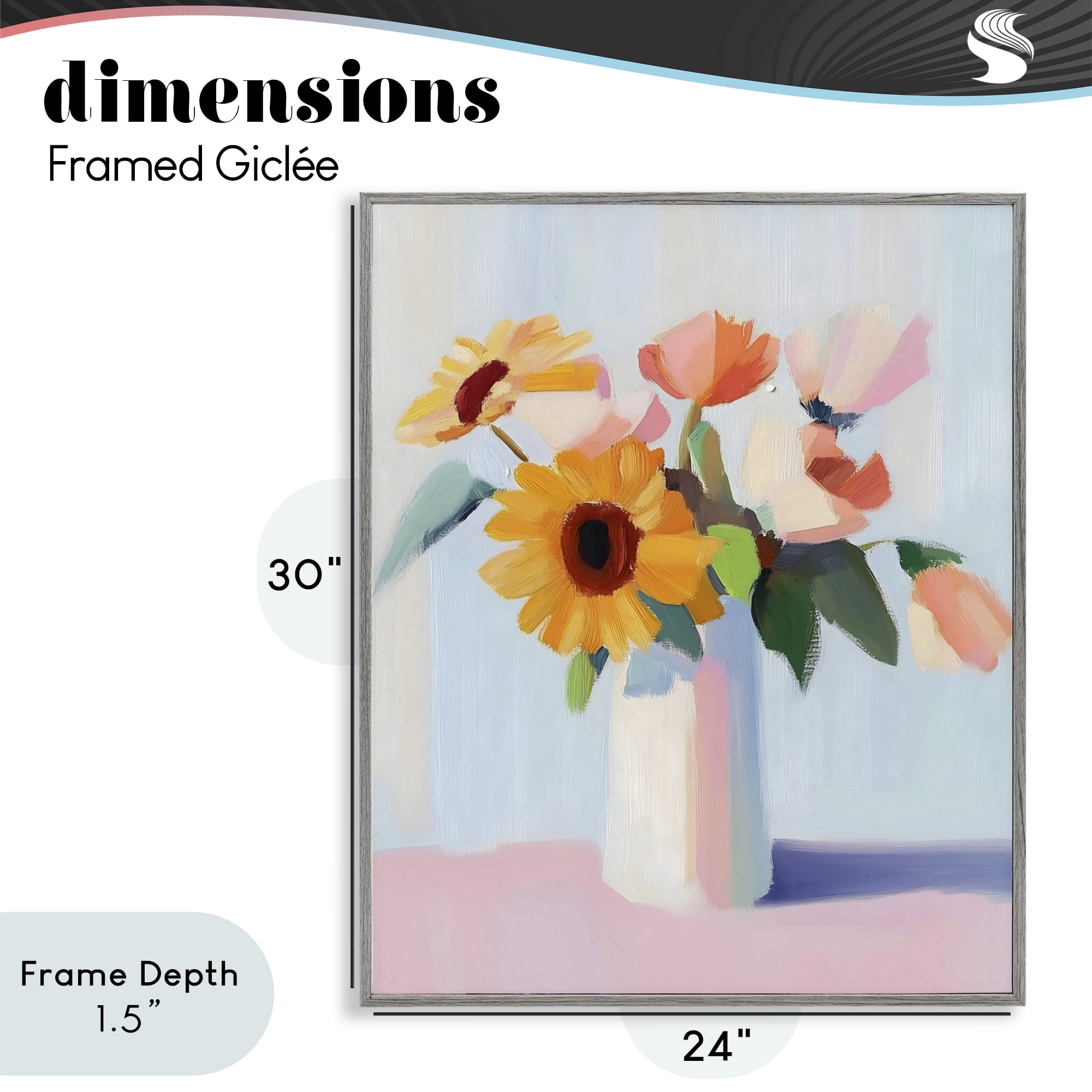 Stupell Industries Sleek Vase Bouquet Gray Framed Giclee Art, design by The Prints Vibe