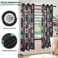 thumbnail image 3 of Yayeee Window Curtains Light Filtering 63"x42" Grommet Panel Pair Home Living Room Decor, Red Block Pattern, 3 of 7