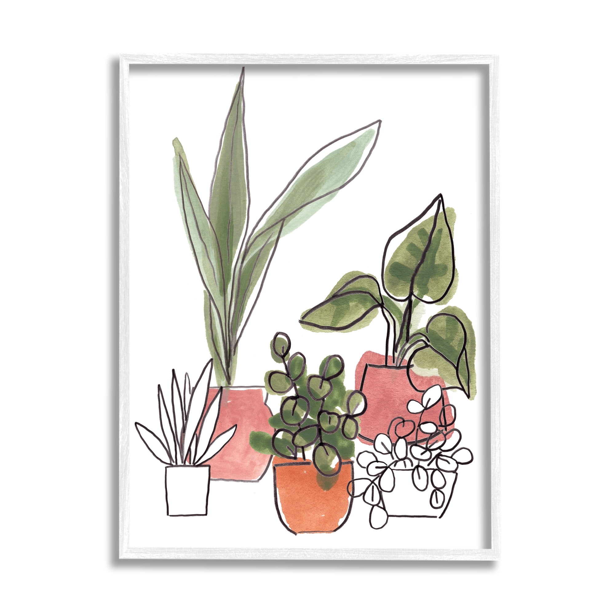 Stupell Industries Green Plants in Orange Planters Modern Abstract Foliage, 16 x 20, Design by June Erica Vess